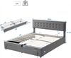 Merax Hydraulisches Polsterbett 180x200 Stauraumbett Doppelbett aus Samt mit Höhenverstellbares Kopfteil & 2 Schubladen & Lattenrost Grau Bild 2