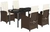 vidaXL 5-tlg. Garten-Essgruppe mit Kissen Braun Poly Rattan 3212344 Bild 2