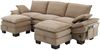 3-Sitzer Sofa aus Cord mit 2 Hockern, USB-C-Anschluss & Seitentaschen, 260 x 132 x 84 cm, Khaki Bild 5