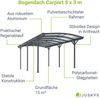 Juskys Carport mit Bogendach 5x3 m - Überdachung aus Aluminium mit Doppelstegplatten - Unterstand für Autos - freistehende Montage - Dunkelgrau Bild 2