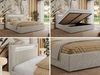 Polsterbett GOLD 5 CLASSIC 160 x 200 cm mit LED-Beleuchtung & Bettkasten, Doppelbett inkl. Lattenrost, Metall-Lift-System & Stauraum, Foam Matratze - Hellgrau Struktur - MIRO LUX Bild 2