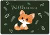 speecheese Fußmatte Baby Fuchs Fußmatte in 35x50 cm ohne Rand grün mit Spruch Willkommen Bild 3