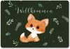 speecheese Fußmatte Baby Fuchs Fußmatte in 35x50 cm ohne Rand grün mit Spruch Willkommen Bild 2