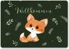 speecheese Fußmatte Baby Fuchs Fußmatte in 35x50 cm ohne Rand grün mit Spruch Willkommen Bild 4