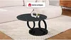 Vente-unique - Couchtisch mit drehbaren Tischplatten - Keramik & Glas - Schwarz mit Marmor-Effekt - JOLINE Bild 2