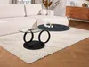 Vente-unique - Couchtisch mit drehbaren Tischplatten - Keramik & Glas - Schwarz mit Marmor-Effekt - JOLINE Bild 4