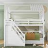 Merax Kinder-Etagenbett, 90*200cm, Multifunktionales Kinderbett, mit Stauraumtreppe & Schubladen & Regalen, Extra großer Stauraum, Ohne Matratze, Kiefer + MDF, Weiß Bild 4