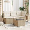 vidaXL Gartentisch mit Glasplatte Beige 55x55x37 cm Poly Rattan 366058 Bild 3