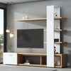 Merax Home Wohnzimmer-Wandschrank, TV Wohnwand Set, Eichenweiß, 180 x 33,5 x 151,5 cm Bild 3