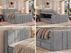 Boxspringbett INERO KING DUO mit Stauraum, Doppelbett 160x200, Bett mit Multipocket-Matratze H4 und Topper Visco, modernes Boxspringbett, hohe Kopfteil - Hellgrau Velvet Bild 2