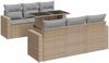 vidaXL 7-tlg. Garten-Sofagarnitur mit Kissen Beige Poly Rattan 3326260 Bild 2