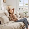 Flieks 2-Sitzer Sofa, Cloud Doppelsofa aus Chenille mit 2 Lenden- & 2 Dekokissen, Hellbraun Bild 5