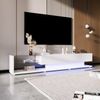 TV-Schrank 170 x 38 x 36 cm aus Spanplatte, Weiß Hochglanz, mit 2 Schubladen & LED Bild 4