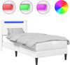 vidaXL Bettrahmen mit LED-Lichtleisten Weiß 90 x 190 cm Kunstleder 42027965 Bild 2