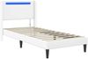vidaXL Bettrahmen mit LED-Lichtleisten Weiß 90 x 190 cm Kunstleder 42027965 Bild 5