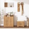 Merax Garderoben-Set mit Spiegel in Naturholzoptik, (Flurgarderoben Set Scandi Kompaktgarderobe, 1-St, B140 × T35 × H133 cm), Komplett-Set mit Schuhbank, Schuhschrank, 5 Türen & 4 Haken Bild 3
