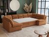 Ecksofa, Sofa big XXL, Wellenfedern, Wohnlandschaft XXL, mit Schlaffunktion - COMODO U - Orange Stoff - Topper T25 Bild 3
