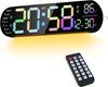 Luckice Wanduhr Digital-Wanduhr mit Fernbedienung, Timer & RGB-Nachtlicht (Automatische Helligkeitsanpassung, Dual-Alarm, moderne Wanduhr) Bild 1
