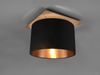 Deckenleuchte mit Stoff Lampenschirm in Schwarz/Gold und Holz Sockel, Ø 40cm Bild 3
