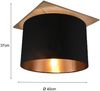 Deckenleuchte mit Stoff Lampenschirm in Schwarz/Gold und Holz Sockel, Ø 40cm Bild 4