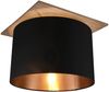 Deckenleuchte mit Stoff Lampenschirm in Schwarz/Gold und Holz Sockel, Ø 40cm Bild 2