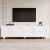 TV-Schrank 180cm Weiß Matt Geprägte Türen Mehrfachstauraum Flacher Standfuß Wohnzimmer Bild 5
