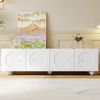 TV-Schrank 180cm Weiß Matt Geprägte Türen Mehrfachstauraum Flacher Standfuß Wohnzimmer Bild 2