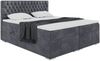MEBLINI Boxspringbett DALIA 180x200 cm mit Bettkasten - H4/Dunkelgrau Samt Polsterbett - Doppelbett mit Topper & Taschenfederkern-Matratze Bild 1