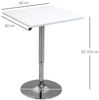 HOMCOM Bartisch Höhenverstellbar, kratzfeste Füße (Küchentisch für Wohnzimmer, Esszimmer, 1-St, Esstisch), 360° drehbar, Weiß Bild 3