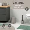 eluno Bad-Set VALONA 5tlg. mit Seifenspender, Becher, Schale, Kosmetikeimer 4,5 Liter und WC-Garnitur aus Kunststoff in Taupe Bild 2