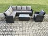 Fimous 7 Sitzer Outdoor Gartenmöbel-Set Ecksofa Set Terrassen Sofa Sessel Tisch Set mit Rechteckiger Couchtisch Dunkelgrau gemischt Bild 2