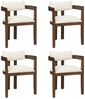 Flieks Esszimmerstuhl Gestell aus Massivholz, Bezug aus Leinenstoff (Set, 4 St), 4er Set Polsterstühle mit Armlehnen Wohnzimmerstuhl, Walnussfarbe Bild 2
