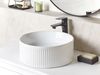 Aufsatzwaschbecken Keramik Rillen-Optik weiß rund ⌀ 37 cm GELDO Bild 3