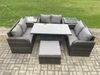Fimous Rattan Garten Möbel Satz Patio justierbarer Aufsteigenderr Esstisch mit 2 Beistelltisch Großer Fußhocker Bild 2