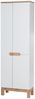 Hochschrank mit Staubsauger-/Wischerfach SOLNA-56 Hochglanz weiß mit Wotaneiche, B x H x T ca. 60 x 187 x 33cm Bild 2