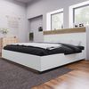 Merax Holzbett Schwebebett 160x200 Doppelbett mit Kopfteil & Lattenrost für Schlafzimmer Beige & Weiß Bild 5