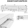 TV-Schrank 180x40x42 cm, Weiß matt, mit Schubladen, Fächern und Massivholzbeinen Bild 5