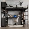 Hochbett 140×200 cm aus Metall und Holz mit Stauraum und Kleiderschrank, schwarz Bild 3