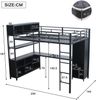 Hochbett 140×200 cm aus Metall und Holz mit Stauraum und Kleiderschrank, schwarz Bild 4