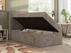 TILIO Jugendbett 90x200 mit Bettkasten - Boxspringbett mit 7-Zonen-Taschenfederkernmatratze, hohes Kopfteil, Einzelbett mit Stauraum - Hellbraun Cordstoff - H3 - Links Bild 3