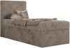 TILIO Jugendbett 90x200 mit Bettkasten - Boxspringbett mit 7-Zonen-Taschenfederkernmatratze, hohes Kopfteil, Einzelbett mit Stauraum - Hellbraun Cordstoff - H3 - Links Bild 4