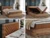 Boxspringbett mit Multipocket-Matratze und Zwei Bettkästen, Doppelbett mit Stauraum - ALBERO 3 - 160 x 200 cm - Orange Stoff - H3 Bild 2