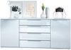 Vladon Sideboard Linio V2 166,5 x 72,5 x 35 cm Anrichte mit 2 Türen und 4 Schubladen, Korpus in Weiß matt, Fronten in Weiß Hochglanz Bild 5