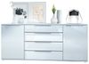 Vladon Sideboard Linio V2 166,5 x 72,5 x 35 cm Anrichte mit 2 Türen und 4 Schubladen, Korpus in Weiß matt, Fronten in Weiß Hochglanz Bild 4