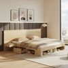 Merax Doppelbett 180*200cm, Stauraumbett, holzbett, Jugendbett, mit USB& Type-C-Ladestation und LED-Beleuchtung, mit 2 Nachttische, mit Schubladen, Naturfarbe Bild 5