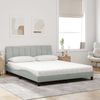 vidaXL Bett mit Matratze "Hanko" Hellgrau 160x200 cm Samt 3208604 Bild 3