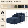 Chaiselongue Sofa 82cm×100cm×166cm aus Cord in Blau – komfortabel gepolstert, vielseitig nutzbar für Wohnzimmer, Büro und Apartment Bild 2