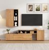 Wohnzimmer TV-Schrank-Set verstellbar & Wandschrank Holzfarbe & Schwarz, 3 Türen, 2 offene Schubladen, 1 halboffenes Regal Bild 2