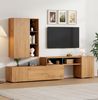 Wohnzimmer TV-Schrank-Set verstellbar & Wandschrank Holzfarbe & Schwarz, 3 Türen, 2 offene Schubladen, 1 halboffenes Regal Bild 3