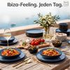Steingut Geschirrset 12 Pers. Ibiza 48-tlg Hochwertiges Mediterranes TEST SEHR GUT Steingut Geschirr Set - Schüssel- und Teller Set - Tafelservice 12 Personen Geschirrsets Pure Living in Tiefblau Bild 2